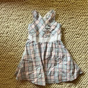 Hope & Henry plaid apron cross back dress.
